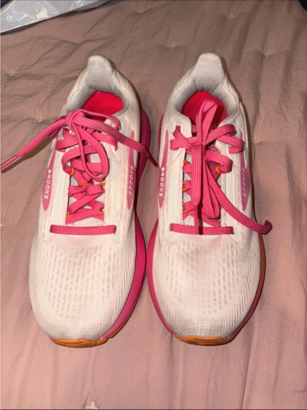 Brooks Women’s Athletic Shoes - White with Pink Accents